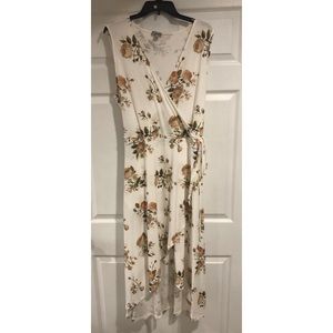 Plus size white floral boho dress